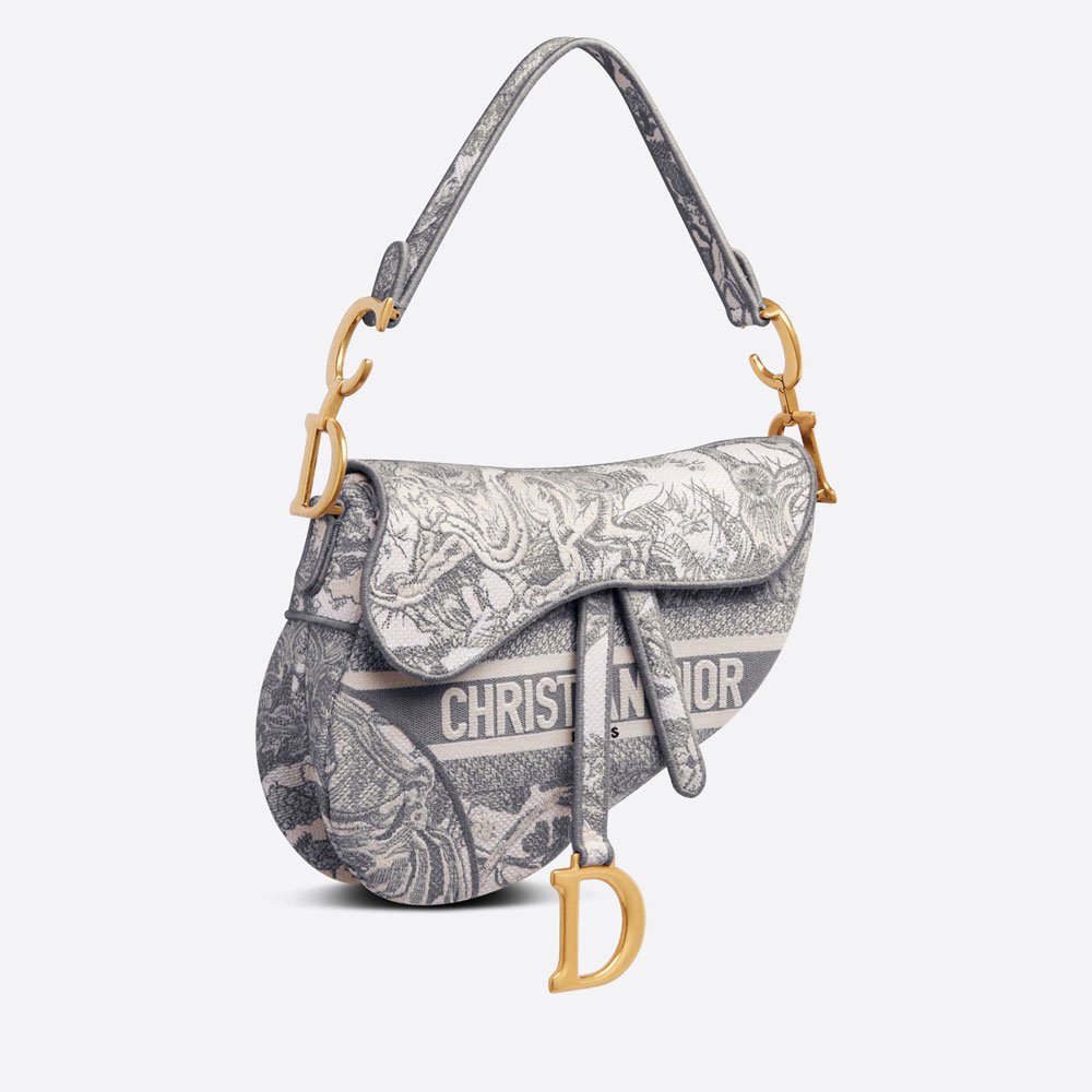 Dior Saddle Bag Gray Toile de Jouy Embroidery M0446CTDT M932 - Photo-2