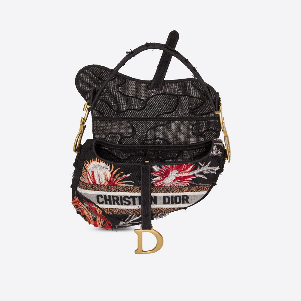 Dior Saddle Bag Black Camouflage Embroidery Flowers M0446CWFC M911 - Photo-2