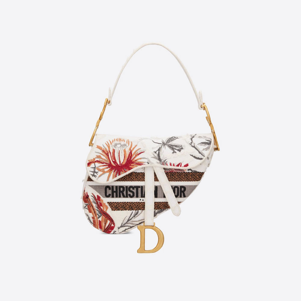 Dior Saddle Bag Camouflage Embroidery with Flowers M0446CWFC M941 - Photo-3