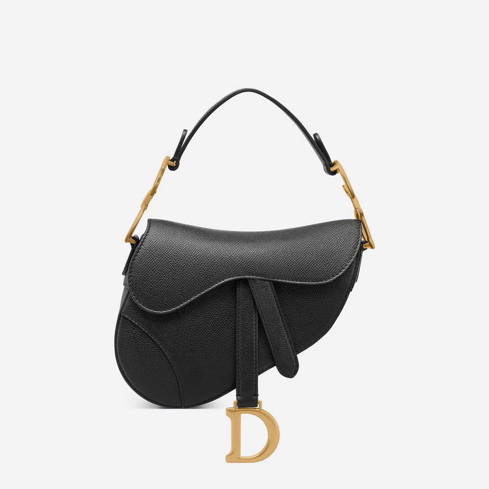 Dior Mini Saddle Bag Black Grained Calfskin M0447CBAA M900