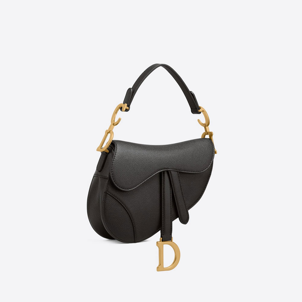 Dior Mini Saddle Bag Black Grained Calfskin M0447CBAA M900 - Photo-2