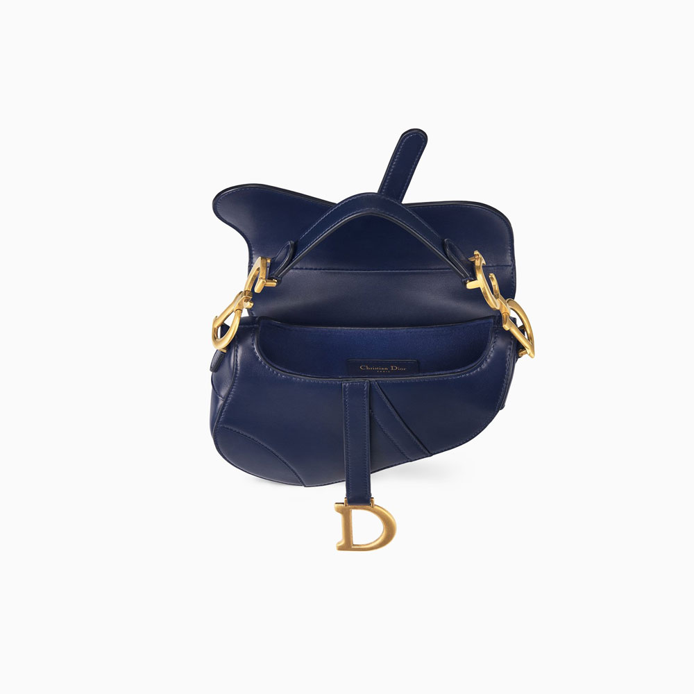 Dior Mini saddle bag in blue calfskin M0447CWGH M85B - Photo-2