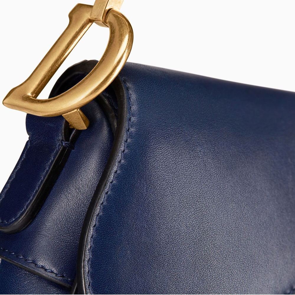 Dior Mini saddle bag in blue calfskin M0447CWGH M85B - Photo-3