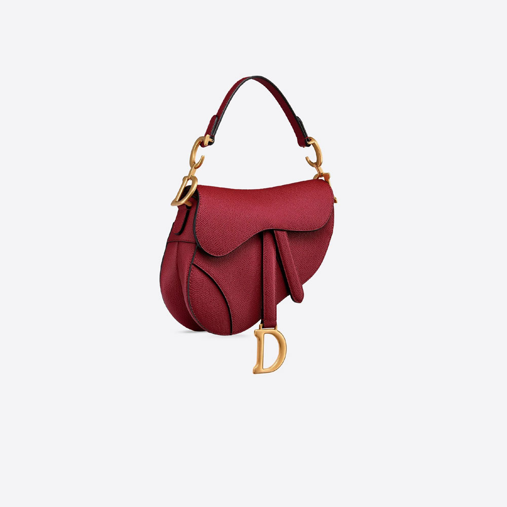 Dior Mini Saddle Bag Cherry Red Grained Calfskin M0447CWVG M52R