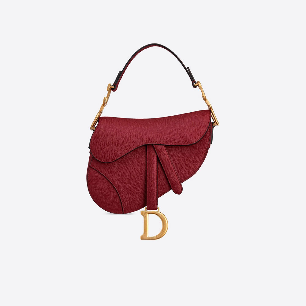 Dior Mini Saddle Bag Cherry Red Grained Calfskin M0447CWVG M52R - Photo-2