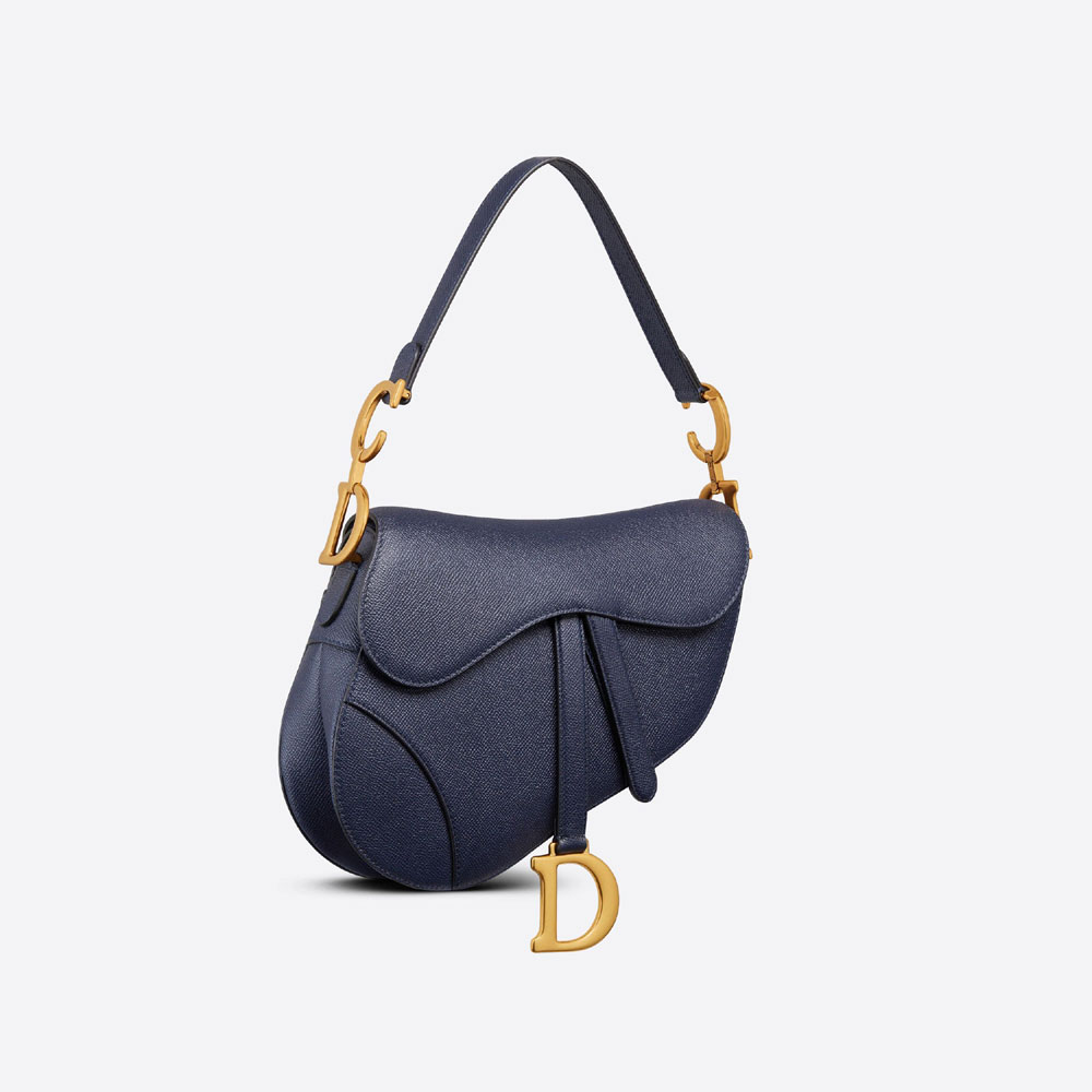 Dior Saddle Messenger Bag Indigo Blue Grained Calfskin M0455CBAA M85B - Photo-2