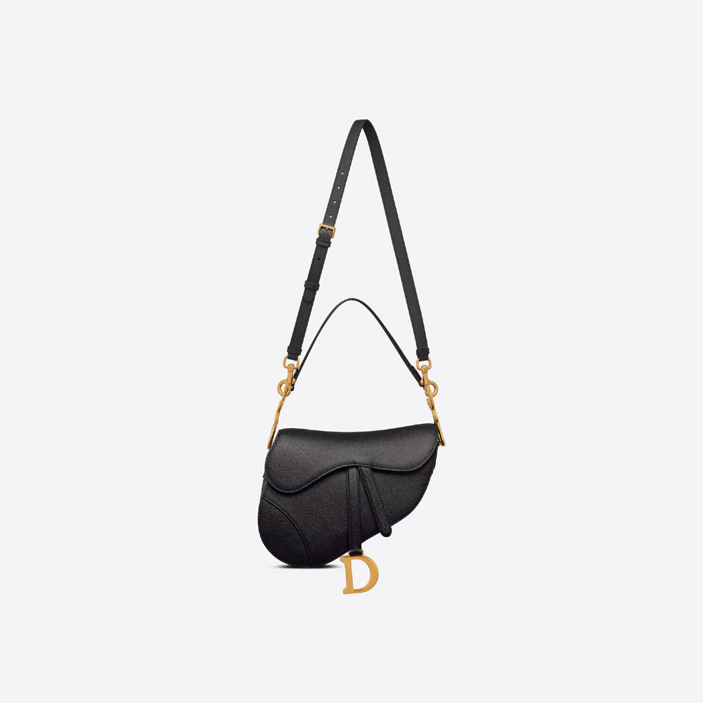 Dior Saddle Messenger Bag Black Grained Calfskin M0455CBAA M900 - Photo-3