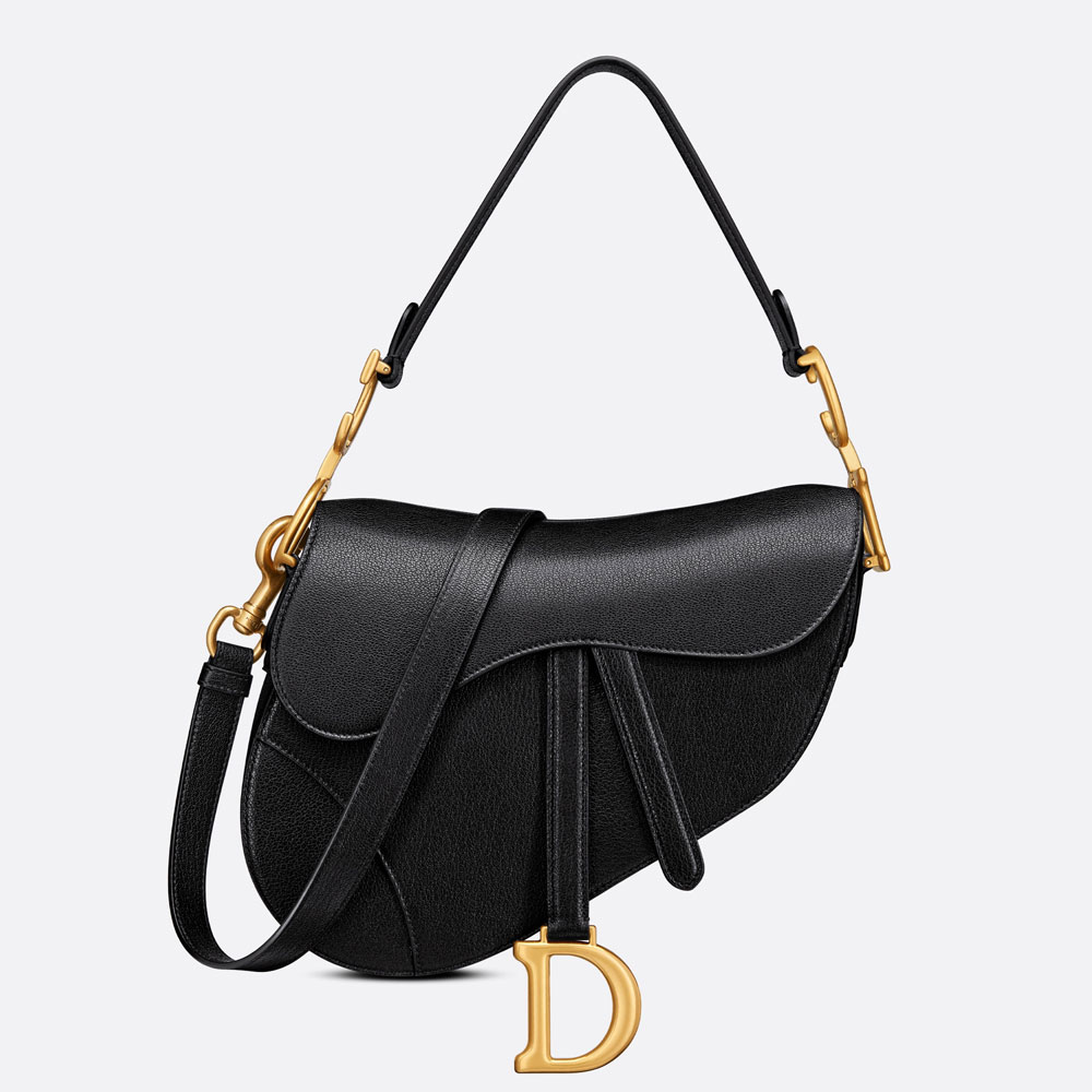 Dior Saddle Bag with Strap Black Goatskin M0455CCEH M900