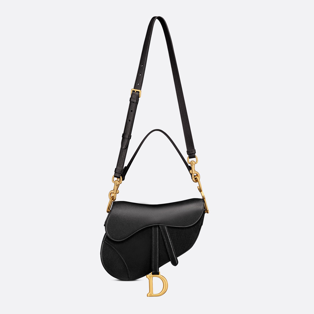 Dior Saddle Bag with Strap Black Goatskin M0455CCEH M900 - Photo-3