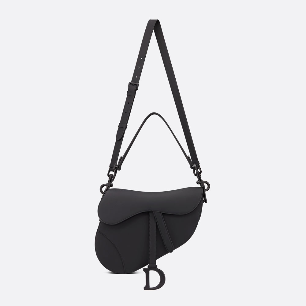 Dior Saddle Bag with Strap Black Ultramatte Calfskin M0455SLLO M989 - Photo-3