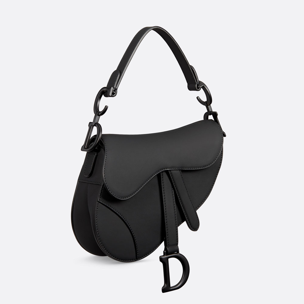 Dior Mini Saddle Bag with Strap Black Ultramatte Calfskin M0456SLLO M989 - Photo-2