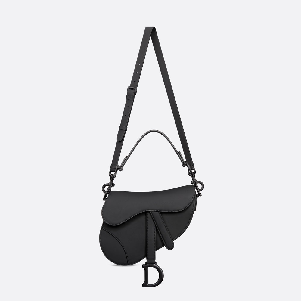 Dior Mini Saddle Bag with Strap Black Ultramatte Calfskin M0456SLLO M989 - Photo-3
