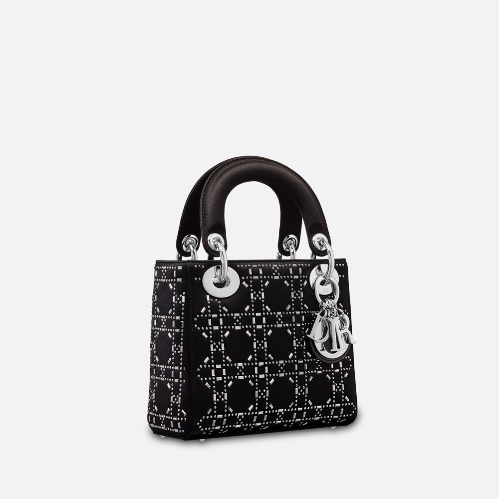 Mini Lady Dior Bag Black Strass Cannage Satin M0500PRTC M911 - Photo-2