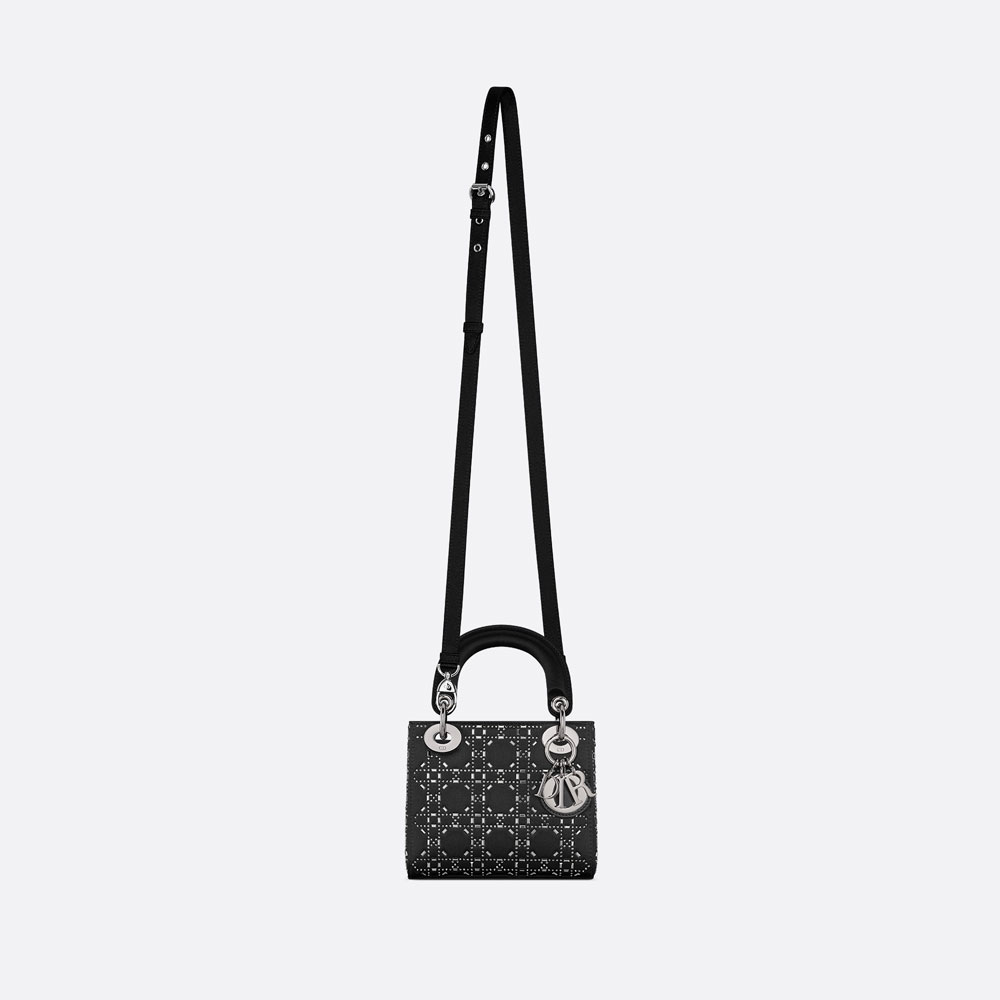 Mini Lady Dior Bag Black Strass Cannage Satin M0500PRTC M911 - Photo-3