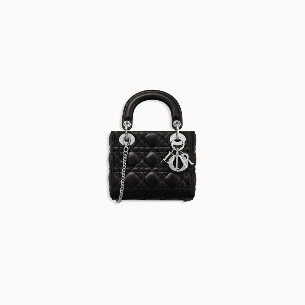 mini lady dior bag in black lambskin with chain M0505PCAL M900