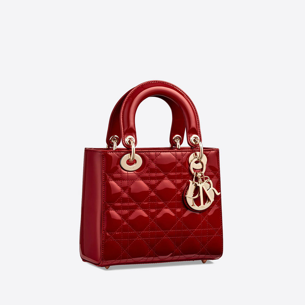 Small Lady Dior Bag Cherry Red Patent Cannage Calf M0531OWCB M323 - Photo-2