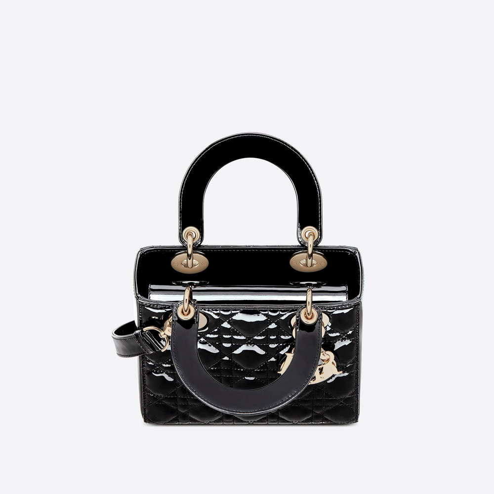Small Lady Dior Bag Black Patent Cannage Calfskin M0531OWCB M900 - Photo-2