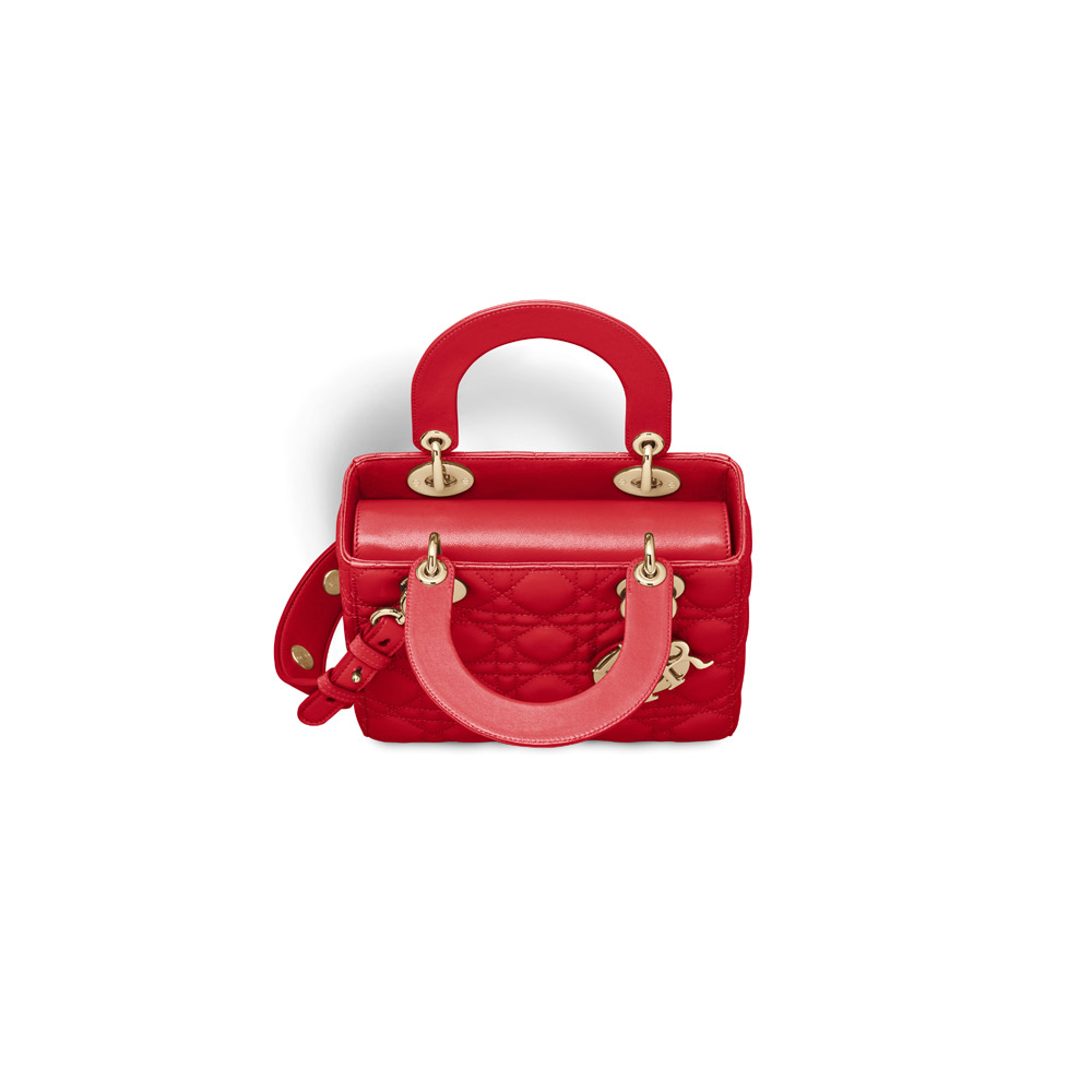 lady dior bag in bright red lambskin customisable shoulder strap M0532OCAL M383 - Photo-3