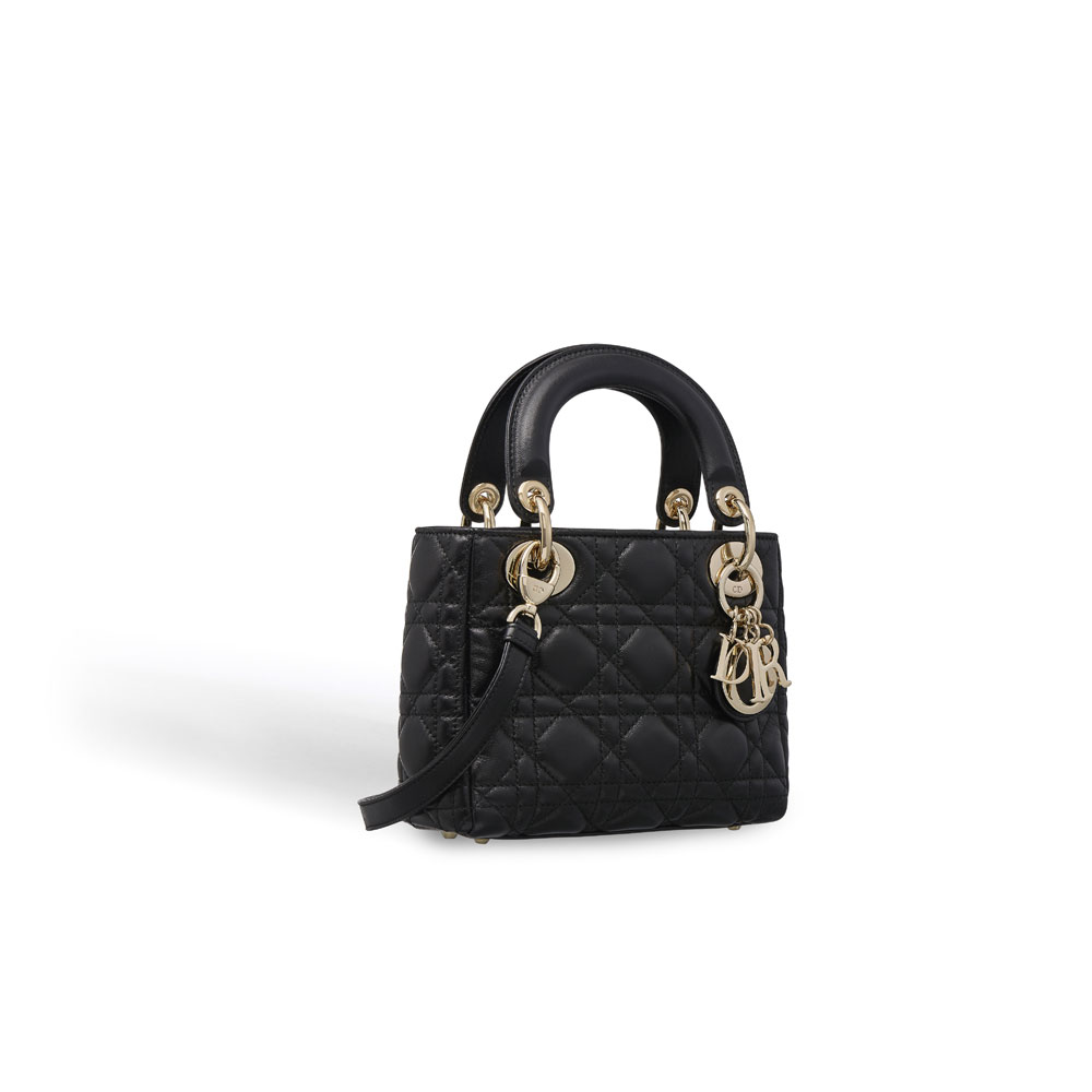 Dior Supple lady dior mini bag in black lambskin M0533ONMJ M900 - Photo-2