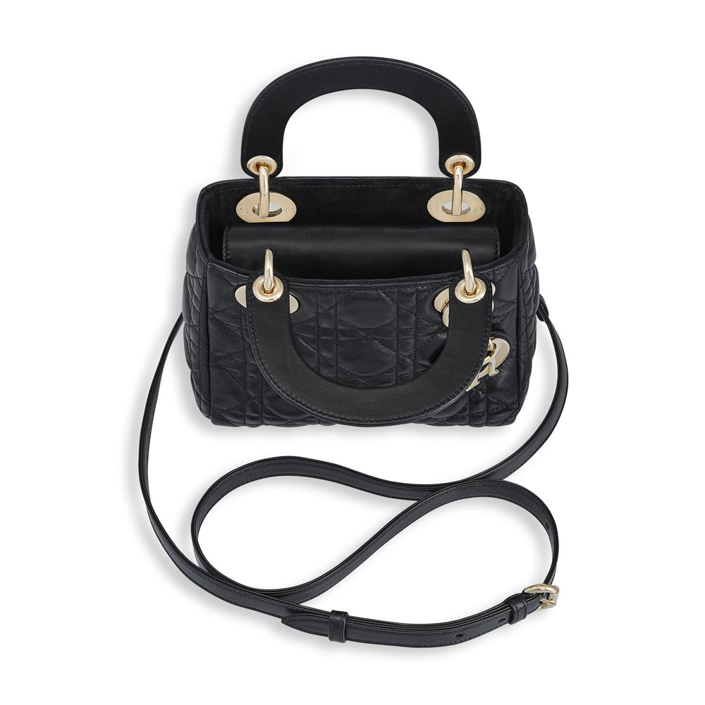 Dior Supple lady dior mini bag in black lambskin M0533ONMJ M900 - Photo-3