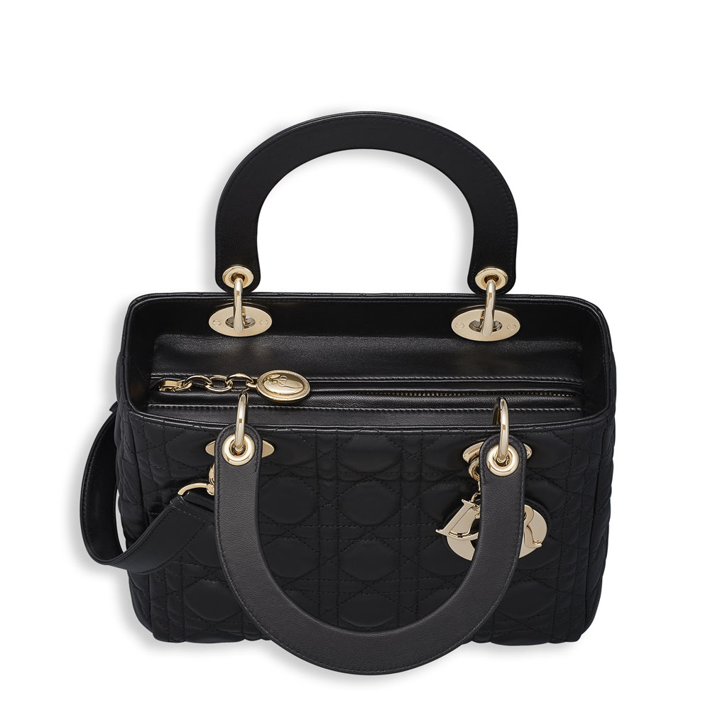 Dior Supple lady dior bag in black lambskin M0535ONMJ M900 - Photo-3