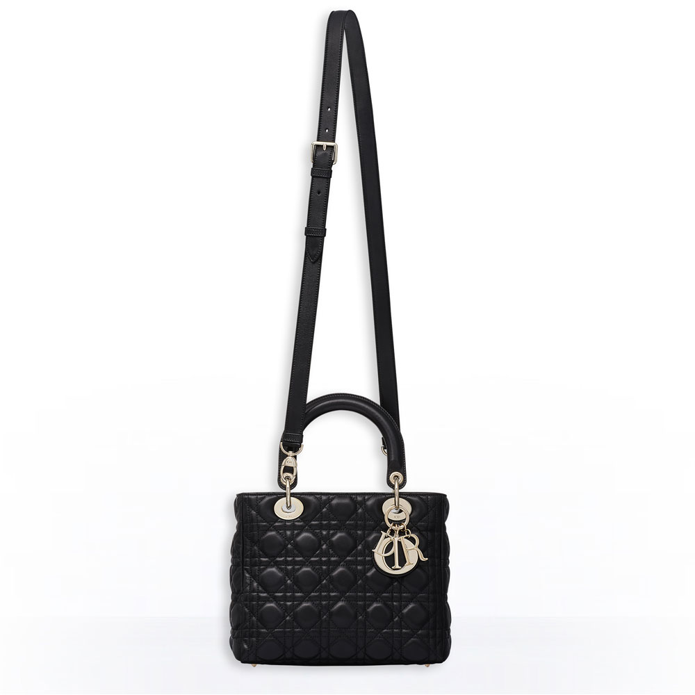 Dior Supple lady dior bag in black lambskin M0535ONMJ M900 - Photo-4
