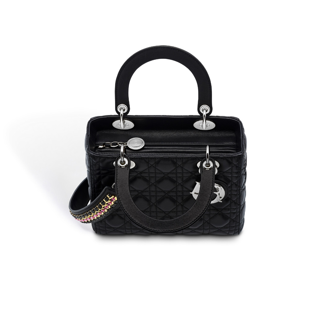 lady dior lambskin bag with embroidered shoulder strap M0550PLBB M911 - Photo-3