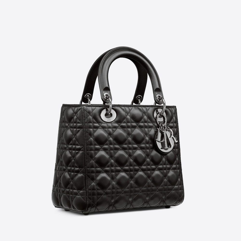 Medium Lady Dior Bag Black Cannage Lambskin M0565BNGE M900 - Photo-2