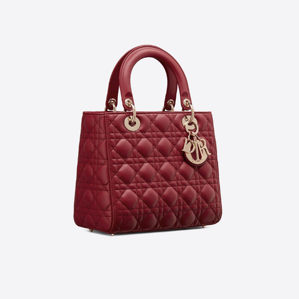 Medium Lady Dior Bag Cherry Red Lambskin M0565ONGE M52R