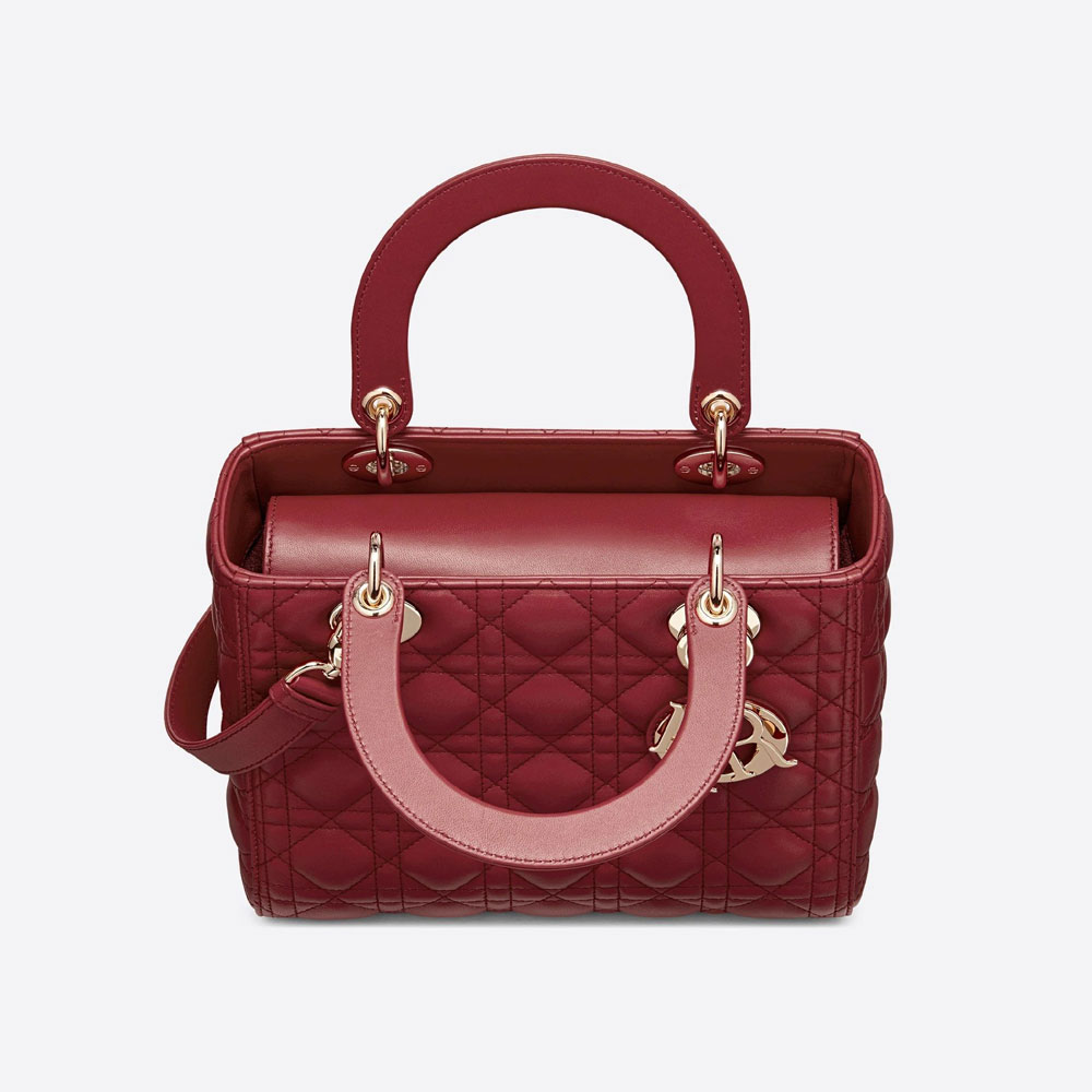 Medium Lady Dior Bag Cherry Red Lambskin M0565ONGE M52R - Photo-2