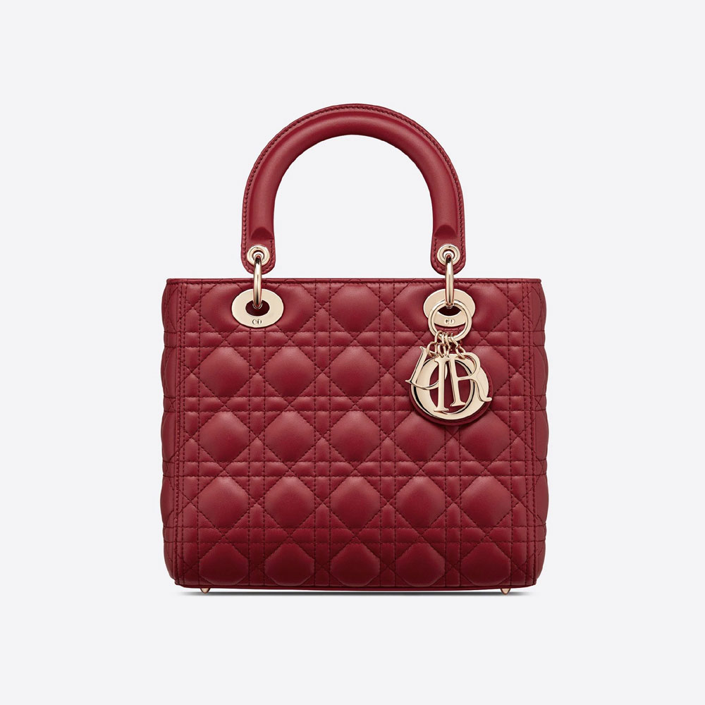 Medium Lady Dior Bag Cherry Red Lambskin M0565ONGE M52R - Photo-3