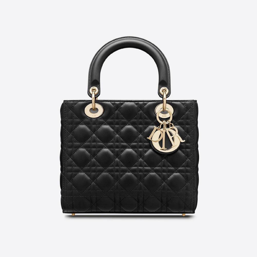 Medium Lady Dior Bag Black Lambskin M0565ONGE M900 - Photo-3