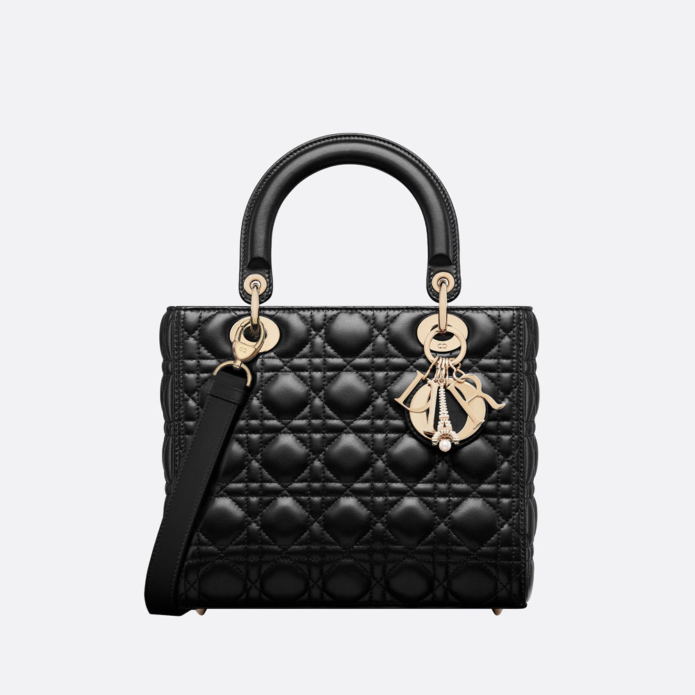 Medium Lady Dior Bag Black Cannage Lambskin M0565ONHY M900