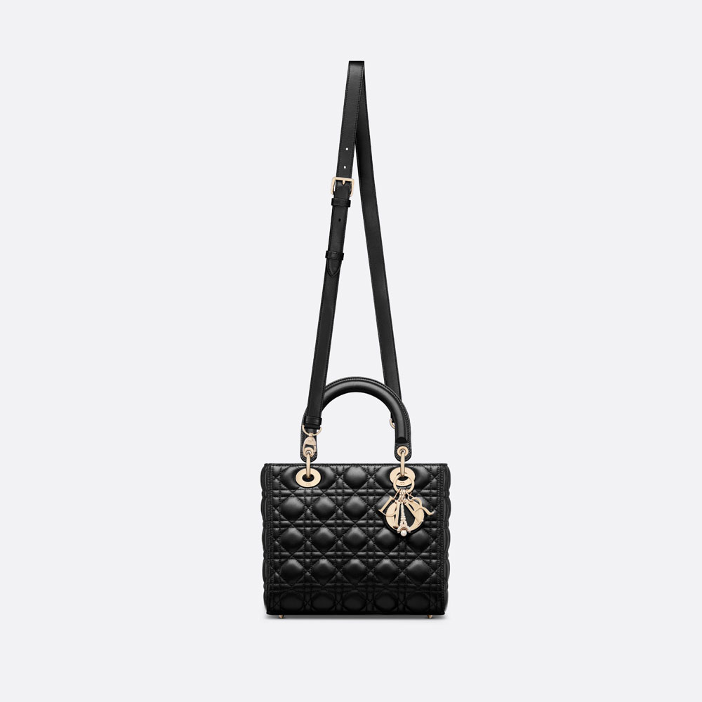 Medium Lady Dior Bag Black Cannage Lambskin M0565ONHY M900 - Photo-3