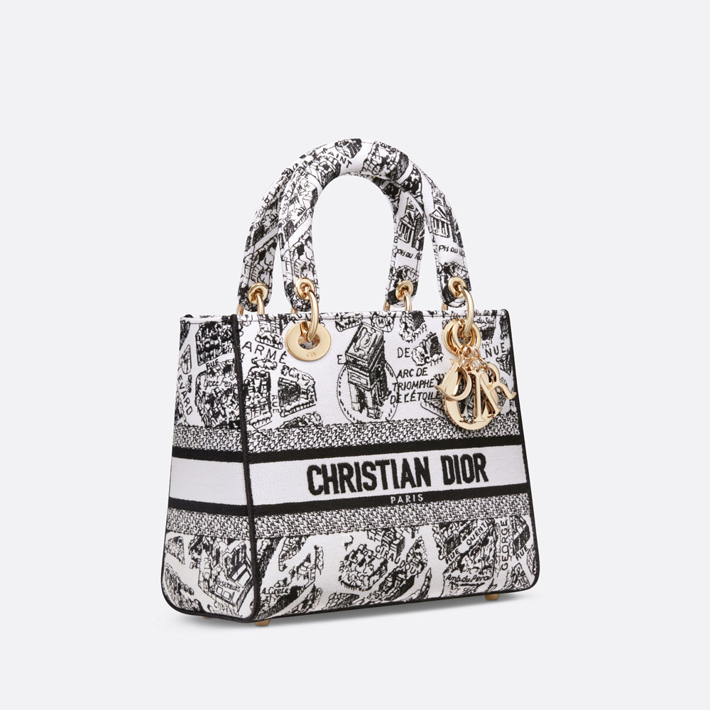 Dior Medium Lady D-Lite Bag Plan de Paris Embroidery M0565OOMP M041 - Photo-2