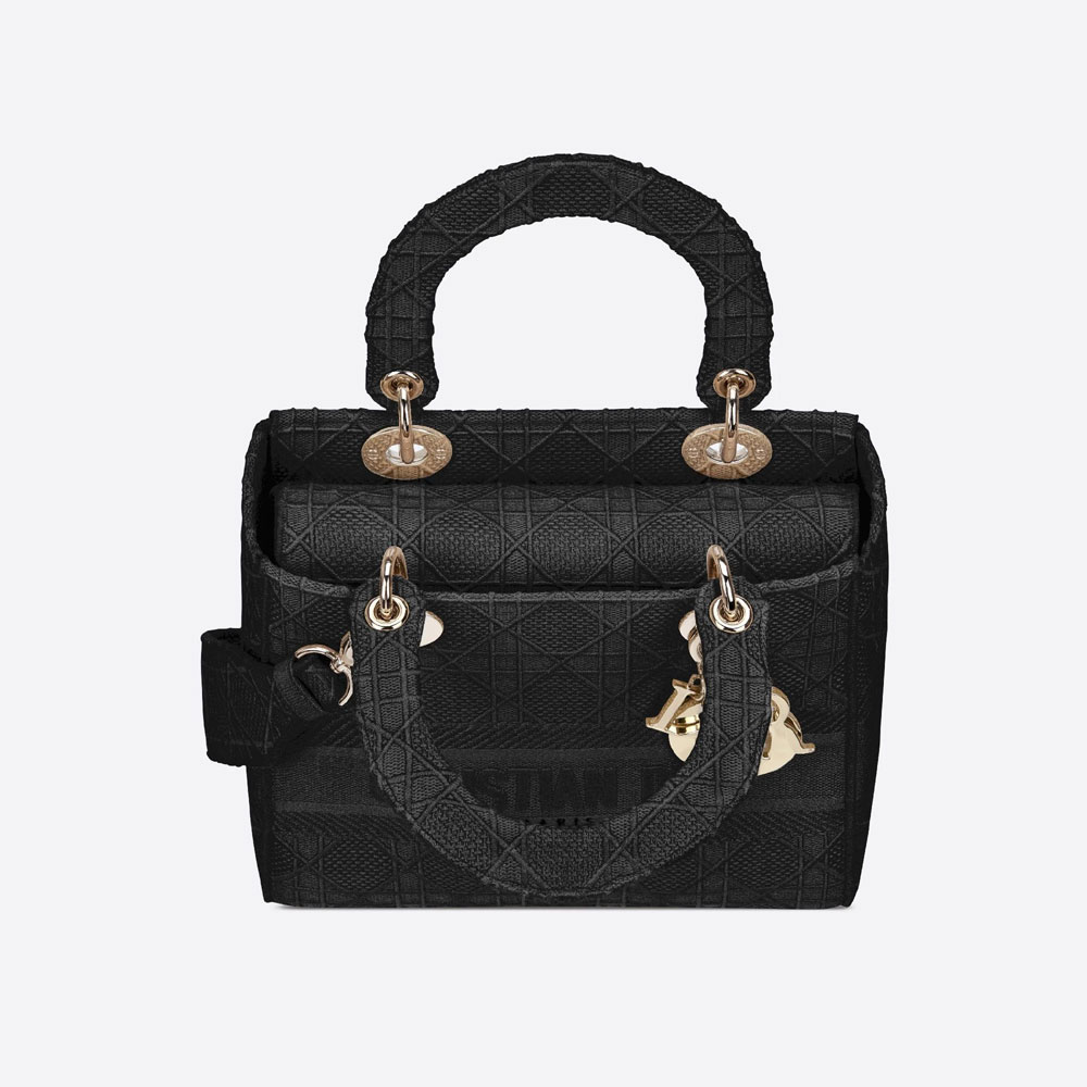 Dior Medium Lady D-Lite Bag Black Cannage Embroidery M0565OREY M989 - Photo-2