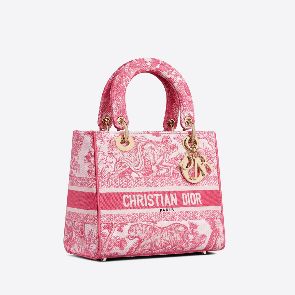 Dior Medium Lady D Lite Bag Peony Pink Jouy Embroidery M0565OTDT M75E - Photo-2