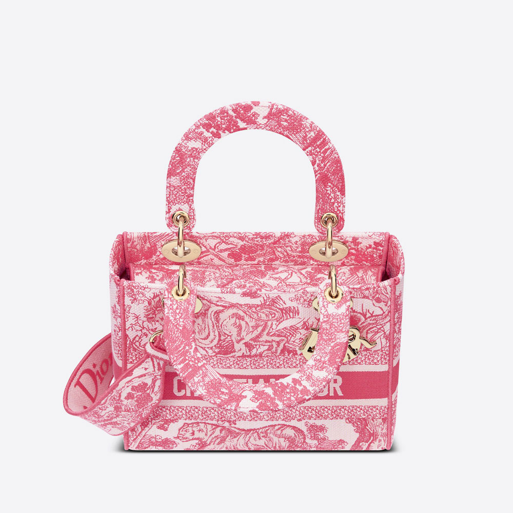 Dior Medium Lady D Lite Bag Peony Pink Jouy Embroidery M0565OTDT M75E - Photo-3