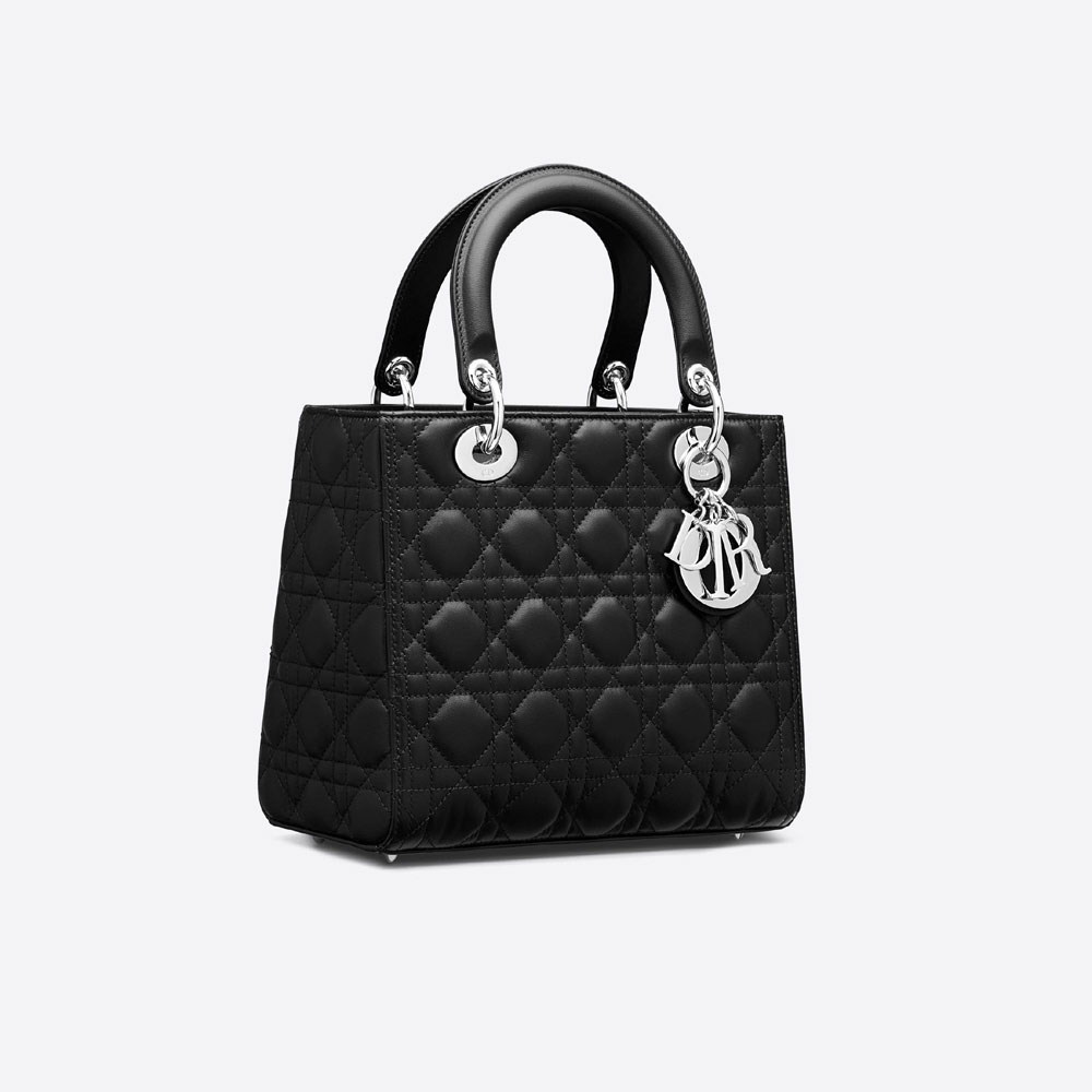 Medium Lady Dior Bag Black Cannage Lambskin M0565PNGE M900