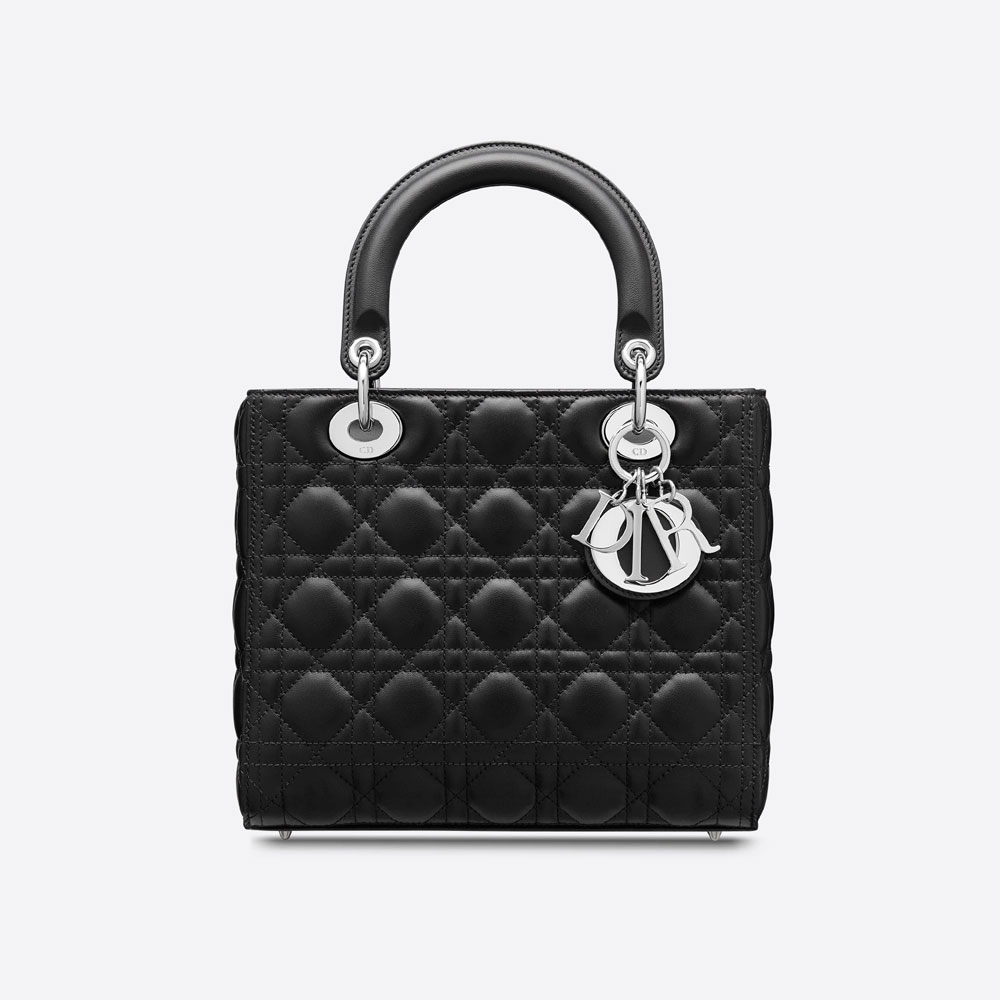 Medium Lady Dior Bag Black Cannage Lambskin M0565PNGE M900 - Photo-3