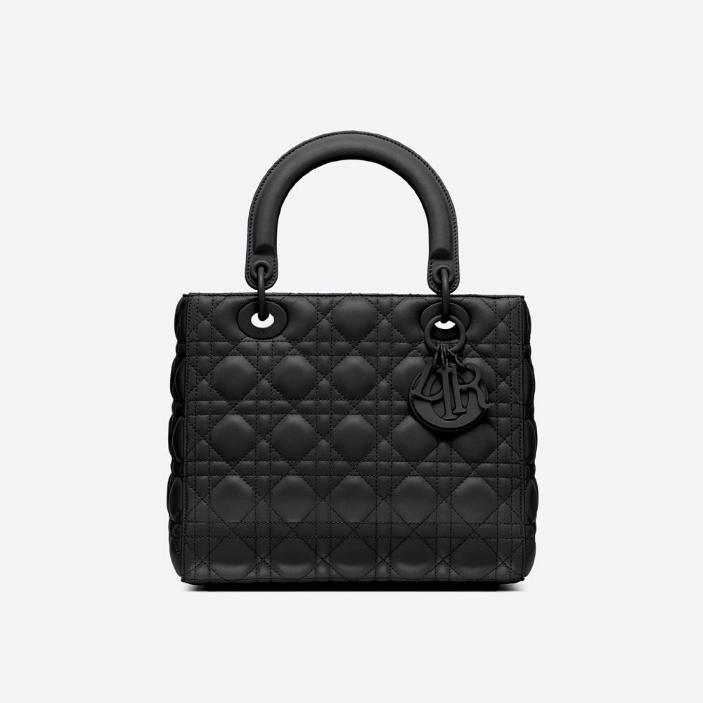Medium Lady Dior Bag Black Ultramatte Cannage Calfskin M0565SLOI M989 - Photo-3