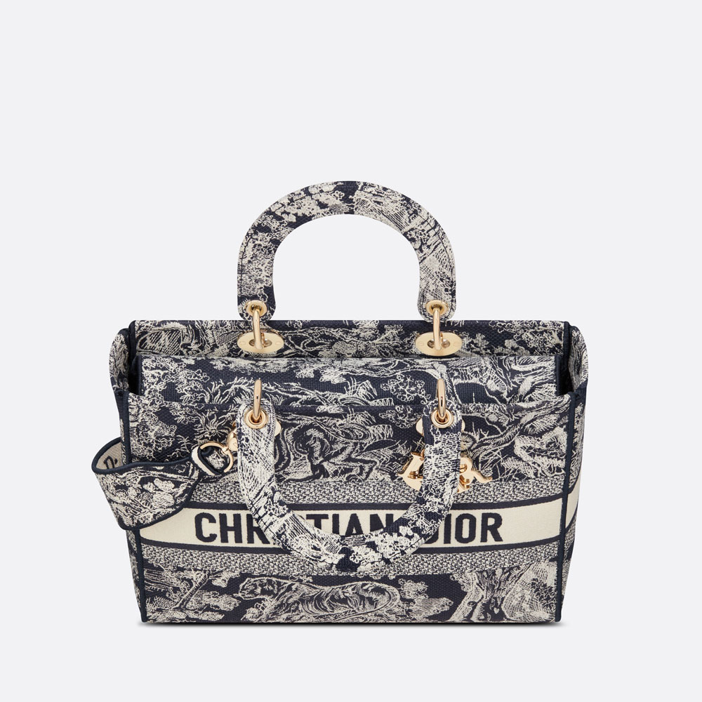 Dior Large Lady D-Lite Bag Toile de Jouy Reverse Embroidery M0566ORGO M928 - Photo-3