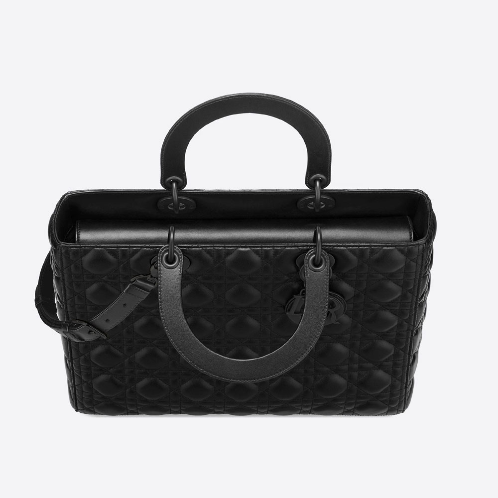 Large Lady Dior Bag Black Ultramatte Calfskin M0566SLOI M989 - Photo-2