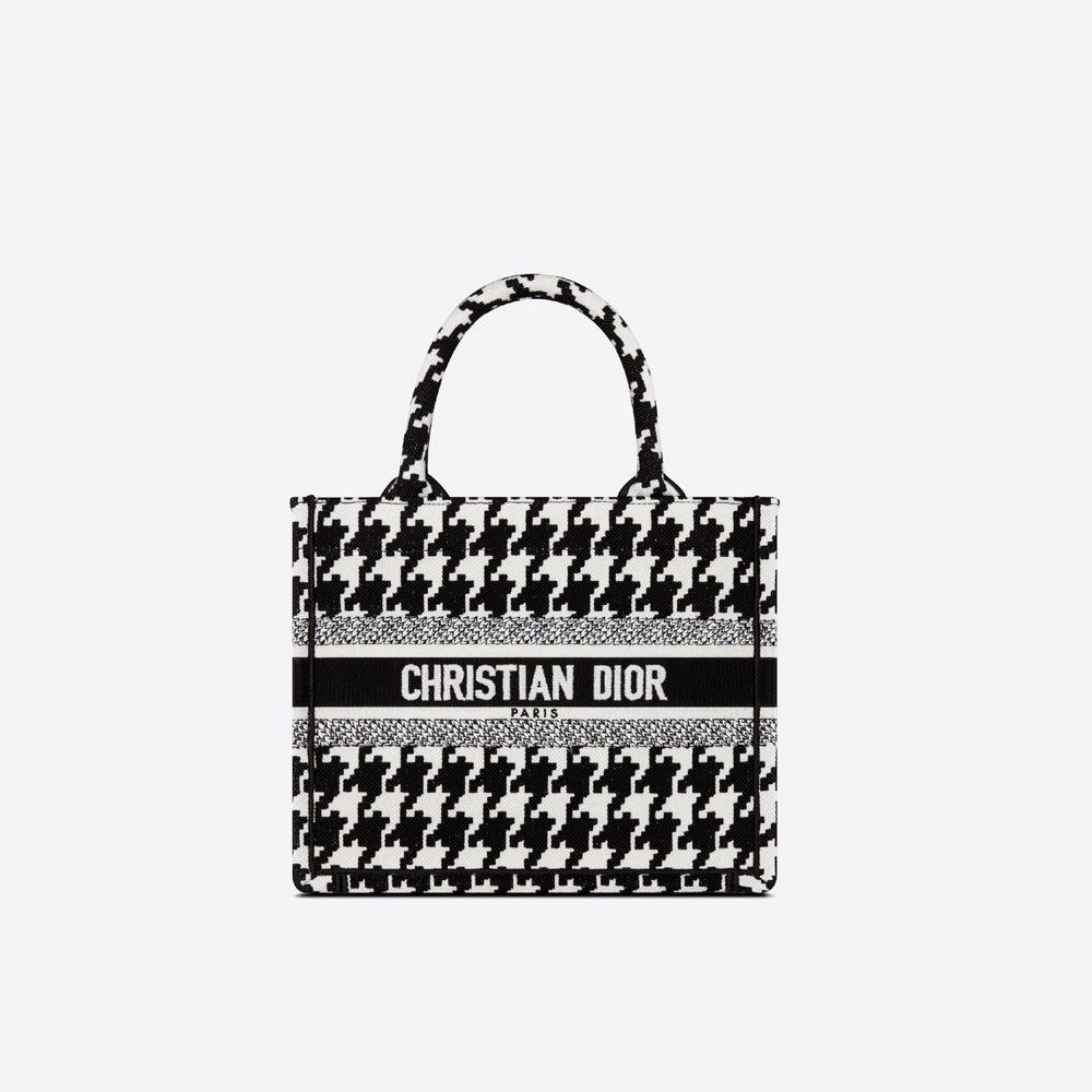 Small Dior Book Tote Macro Houndstooth Embroidery M1265ZTQT M911