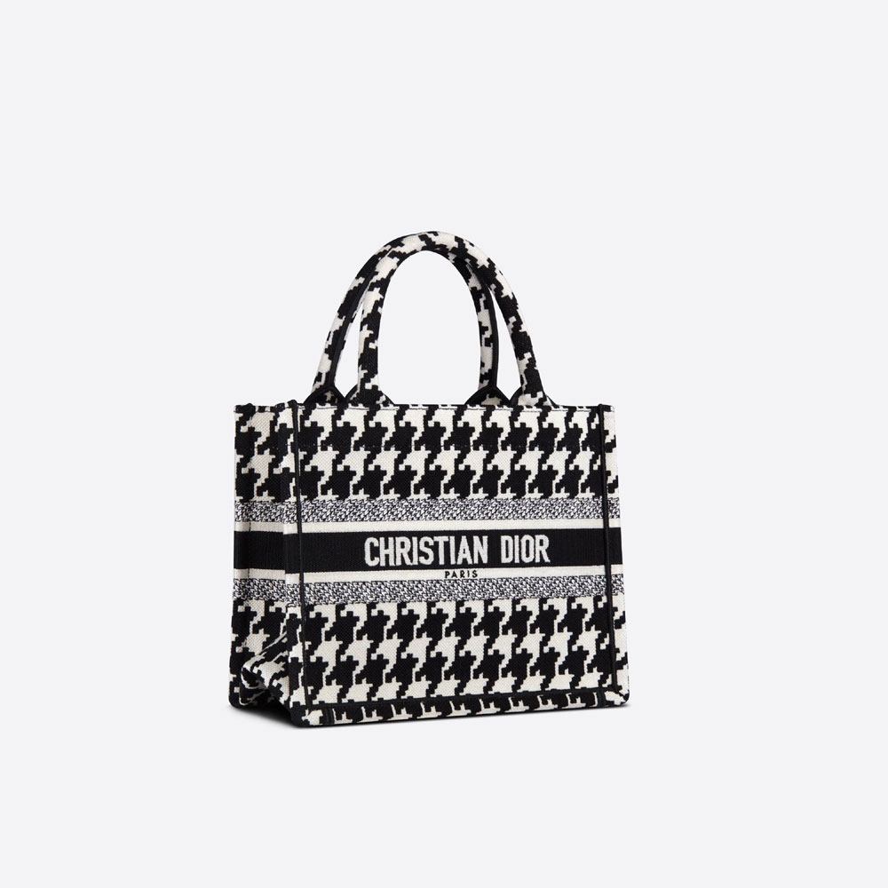 Small Dior Book Tote Macro Houndstooth Embroidery M1265ZTQT M911 - Photo-2