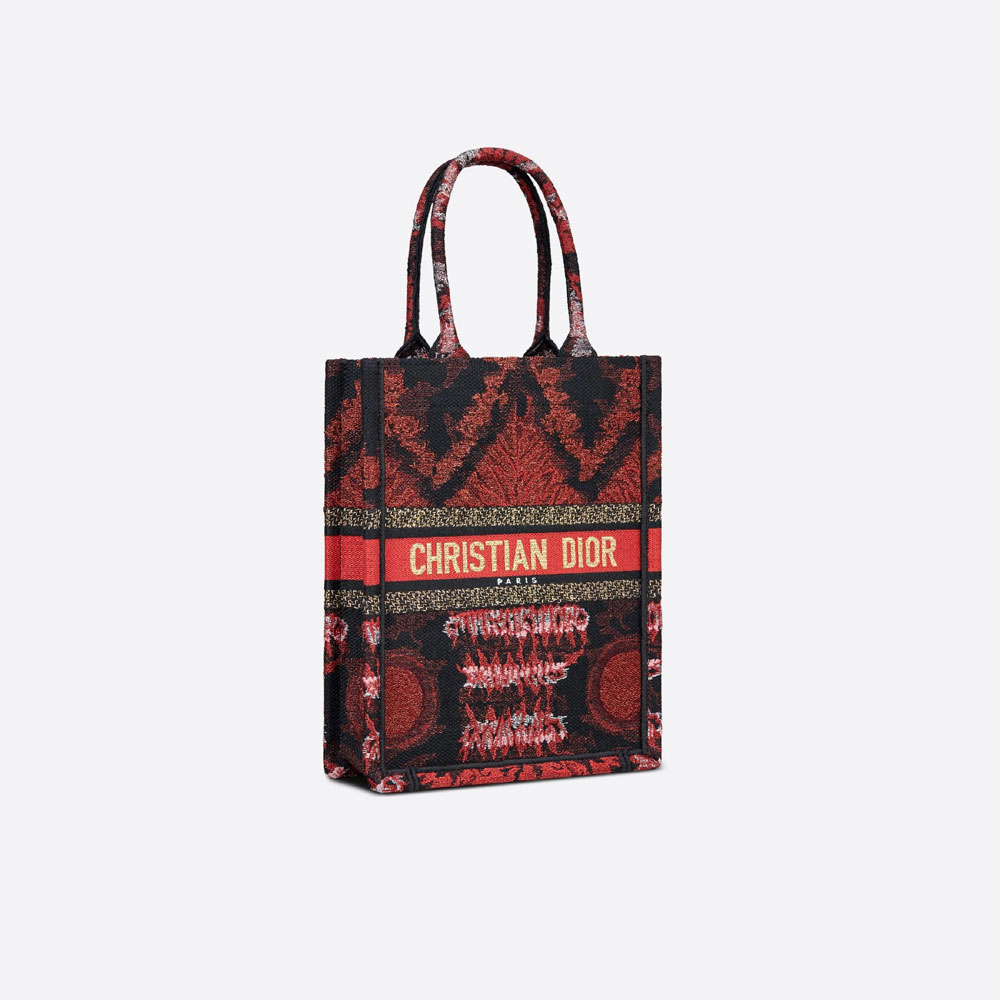 Vertical Dior Book Tote Tie Embroidery with Metallic Thread M1272ZTYK M887