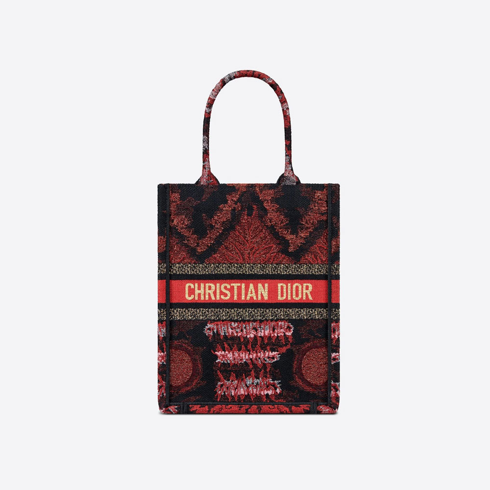 Vertical Dior Book Tote Tie Embroidery with Metallic Thread M1272ZTYK M887 - Photo-3