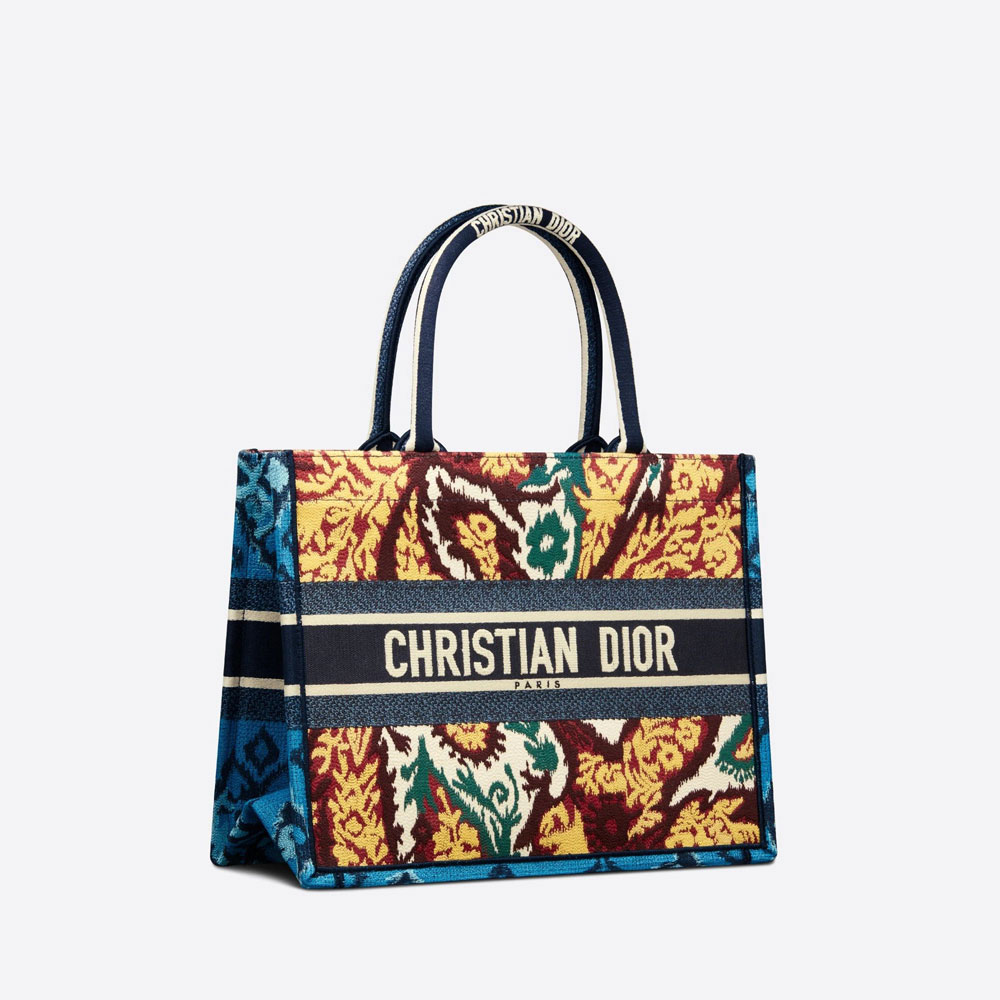 Small Dior Paisley Embroidery Book Tote Blue Multicolor M1296ZJAP M884 - Photo-2