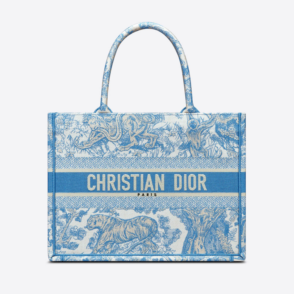 Medium Dior Book Tote Cornflower Blue Jouy Embroidery M1296ZTDT M917