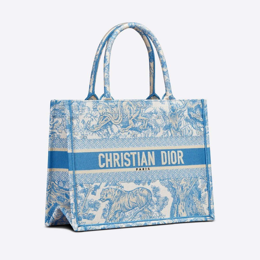 Medium Dior Book Tote Cornflower Blue Jouy Embroidery M1296ZTDT M917 - Photo-2